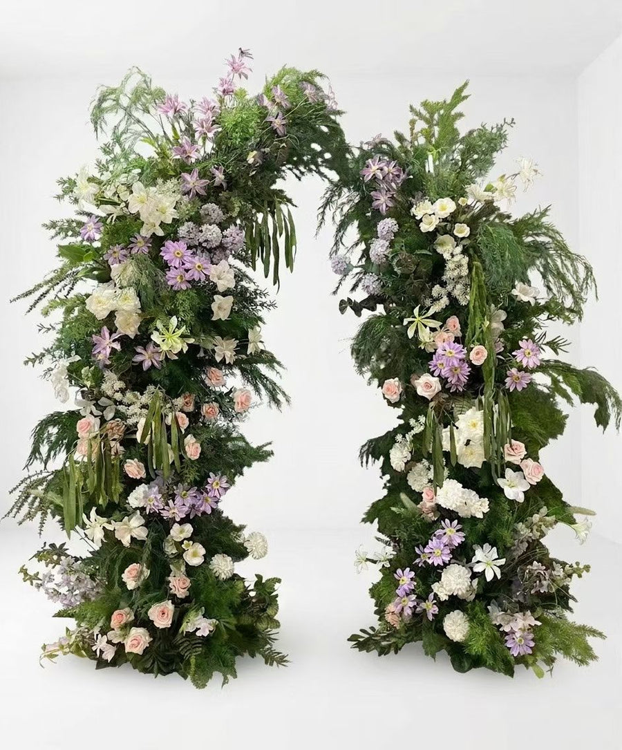 Blush Lavender Garden Wedding Flower Arch by Rosy Flower Wall — luxury wedding flower arch for weddings and events