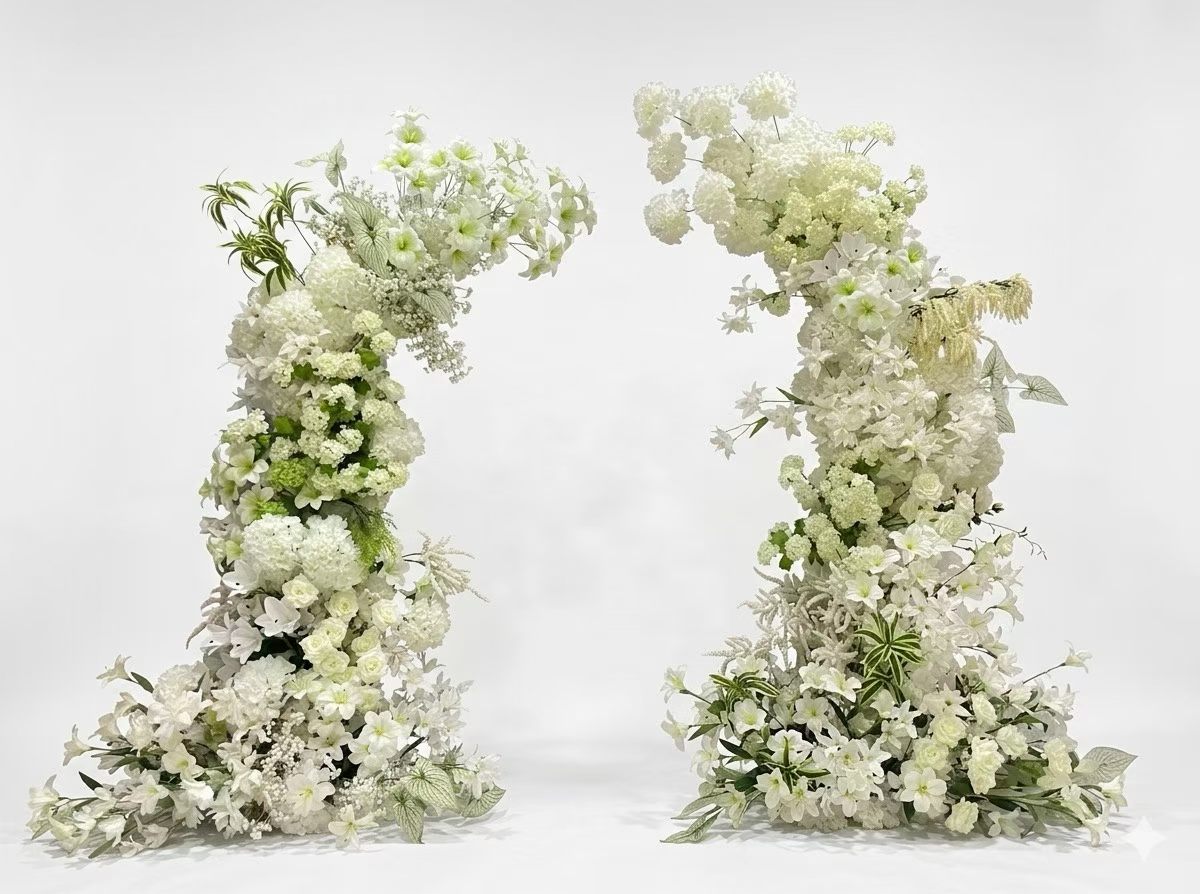 All White Luxury Wedding Flower Arch by Rosy Flower Wall — luxury wedding flower arch for weddings and events