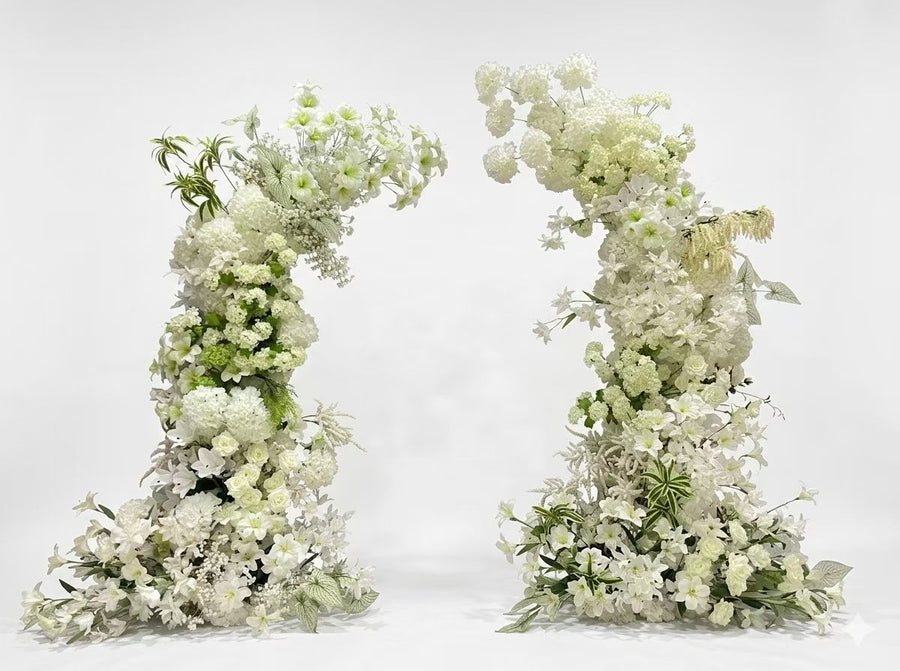 All White Luxury Wedding Flower Arch by Rosy Flower Wall — luxury wedding flower arch for weddings and events