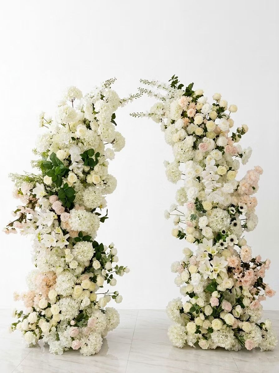 Champagne Ivory Rose Wedding Flower Arch by Rosy Flower Wall — luxury wedding flower arch for weddings and events