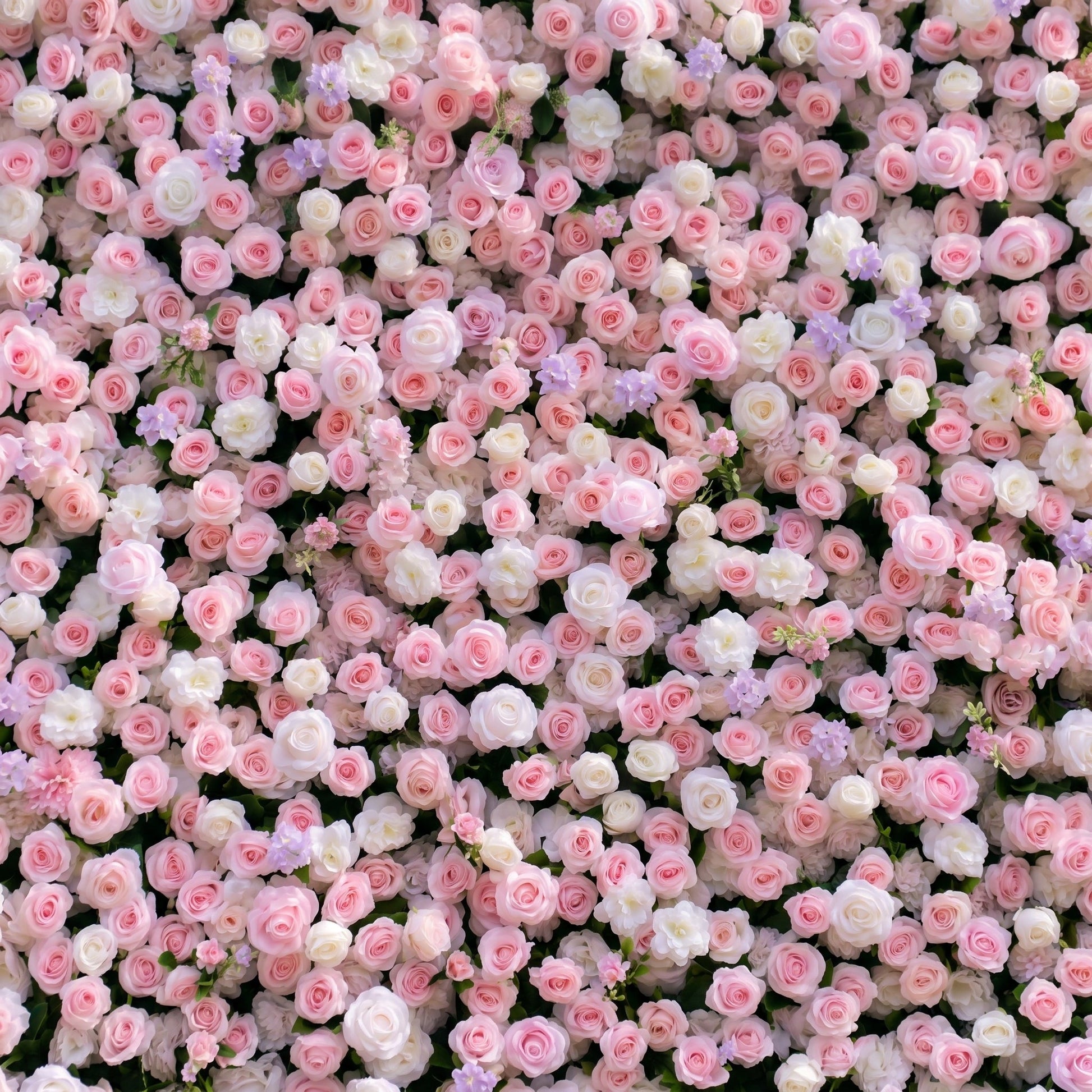Close-up detail of blush pink and ivory artificial roses