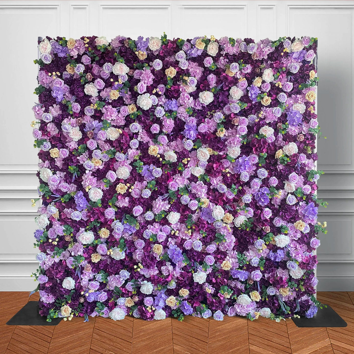 Rosy Purple Rose Hydrangea 5D Roller Curtain Flower Wall Event Party Background - front view