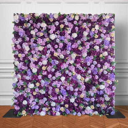 Rosy Purple Rose Hydrangea 5D Roller Curtain Flower Wall Event Party Background - front view