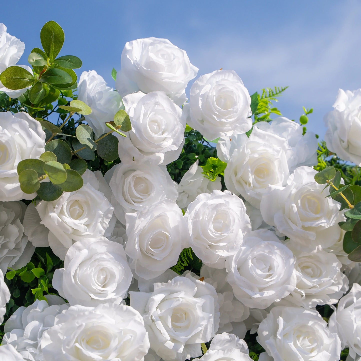 Artificial flower wall floral detail view