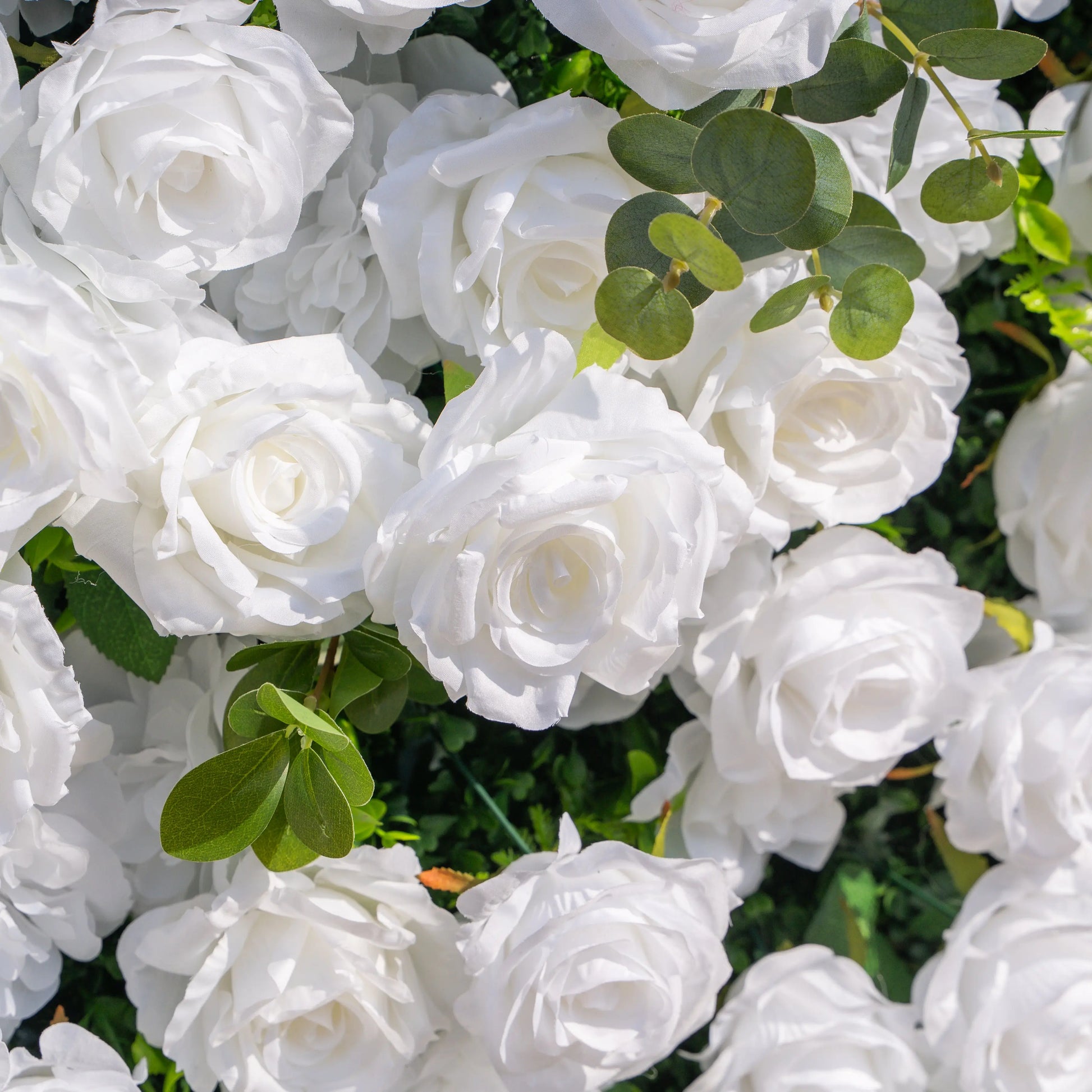 Artificial flower wall floral detail view