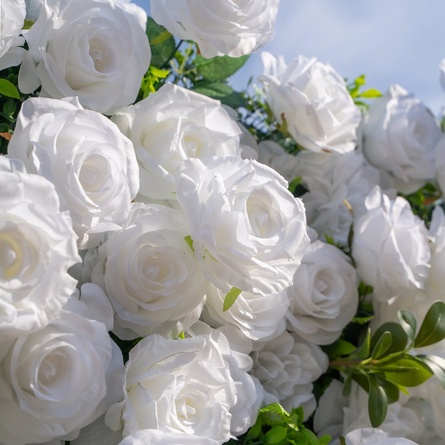 Artificial flower wall floral detail view