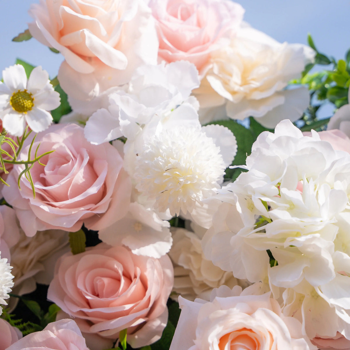 Artificial flower wall floral detail view