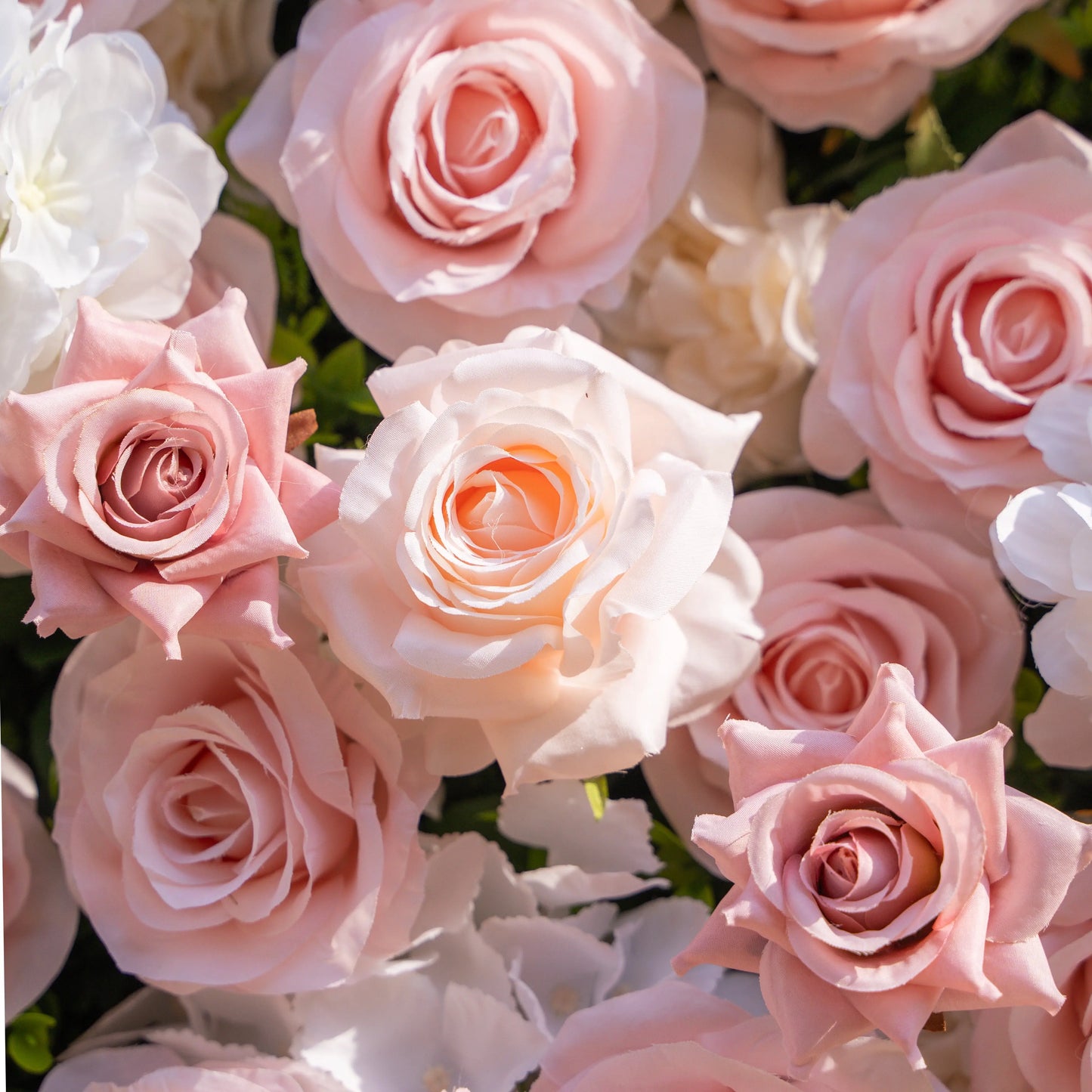 Artificial flower wall floral detail view