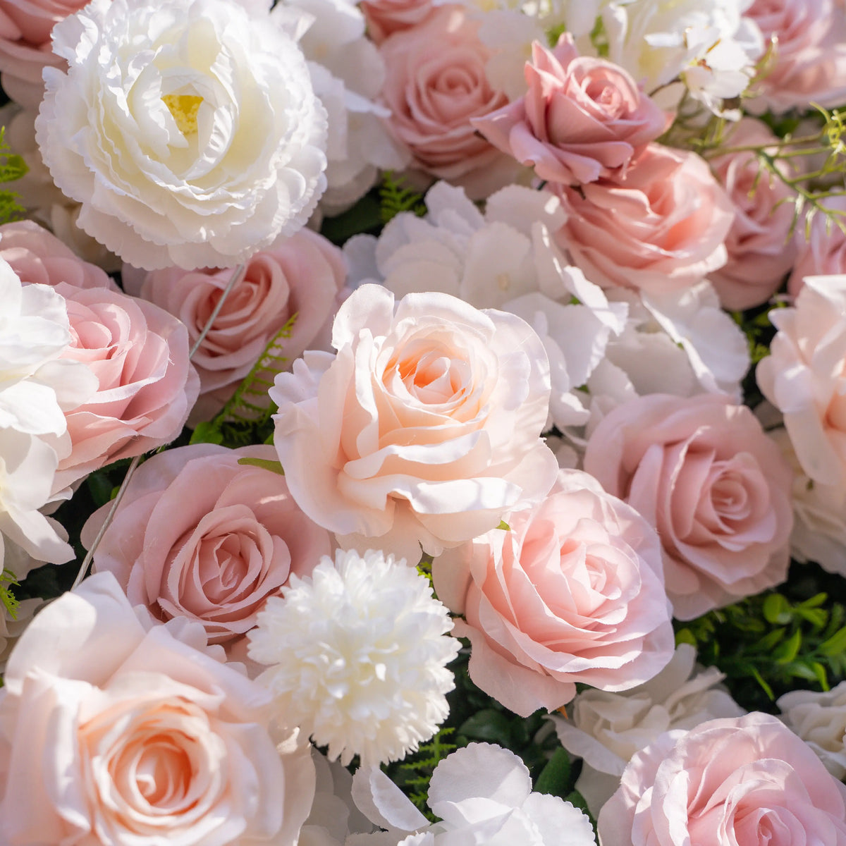 Artificial flower wall floral detail view