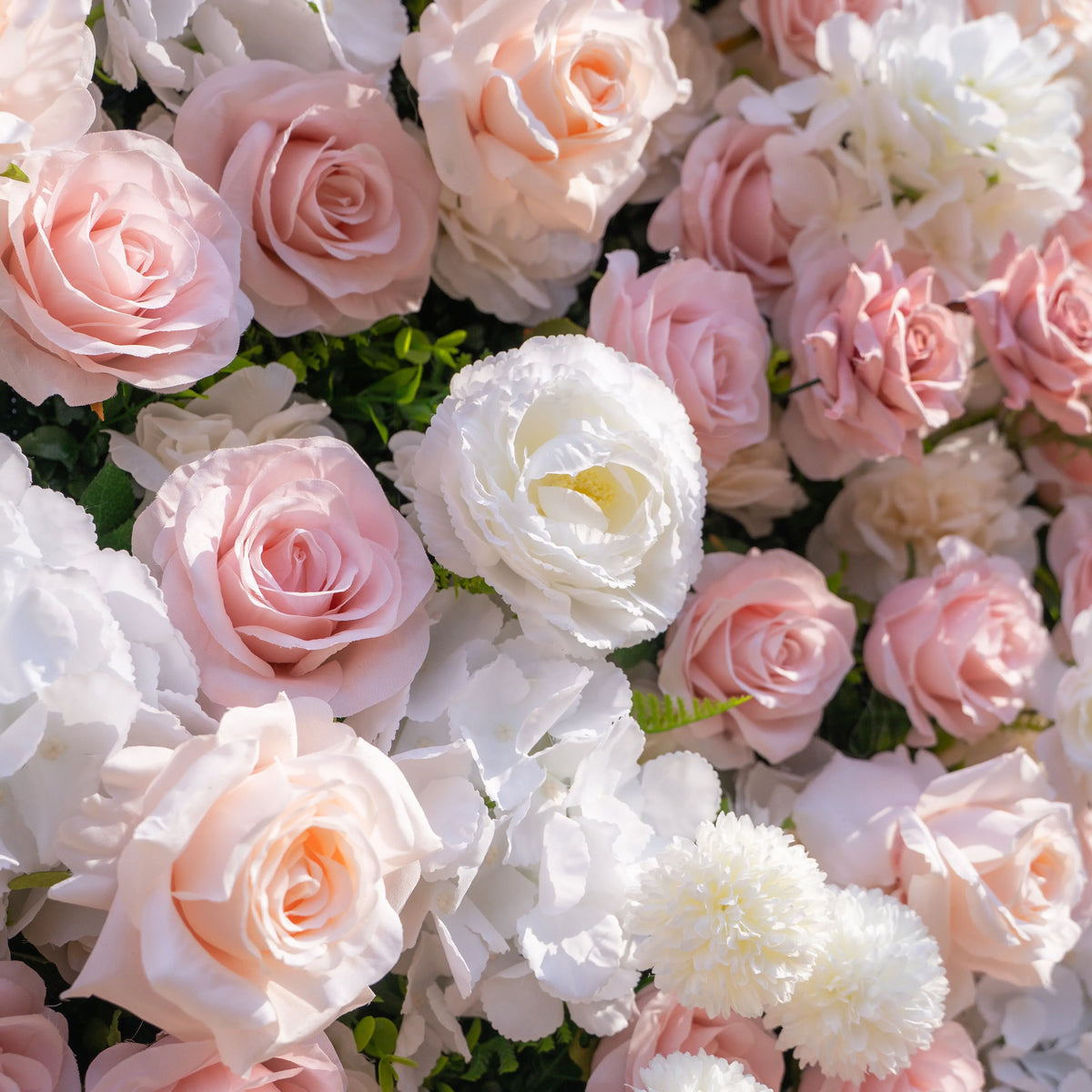 Artificial flower wall floral detail view