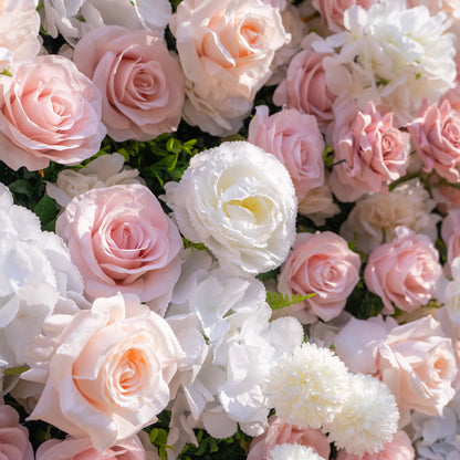 Artificial flower wall floral detail view