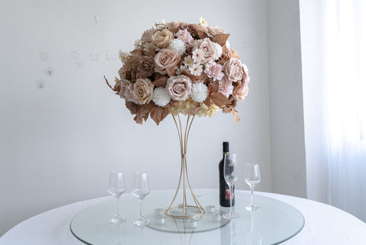 Champagne Floral Centerpiece – Wedding Table Decor