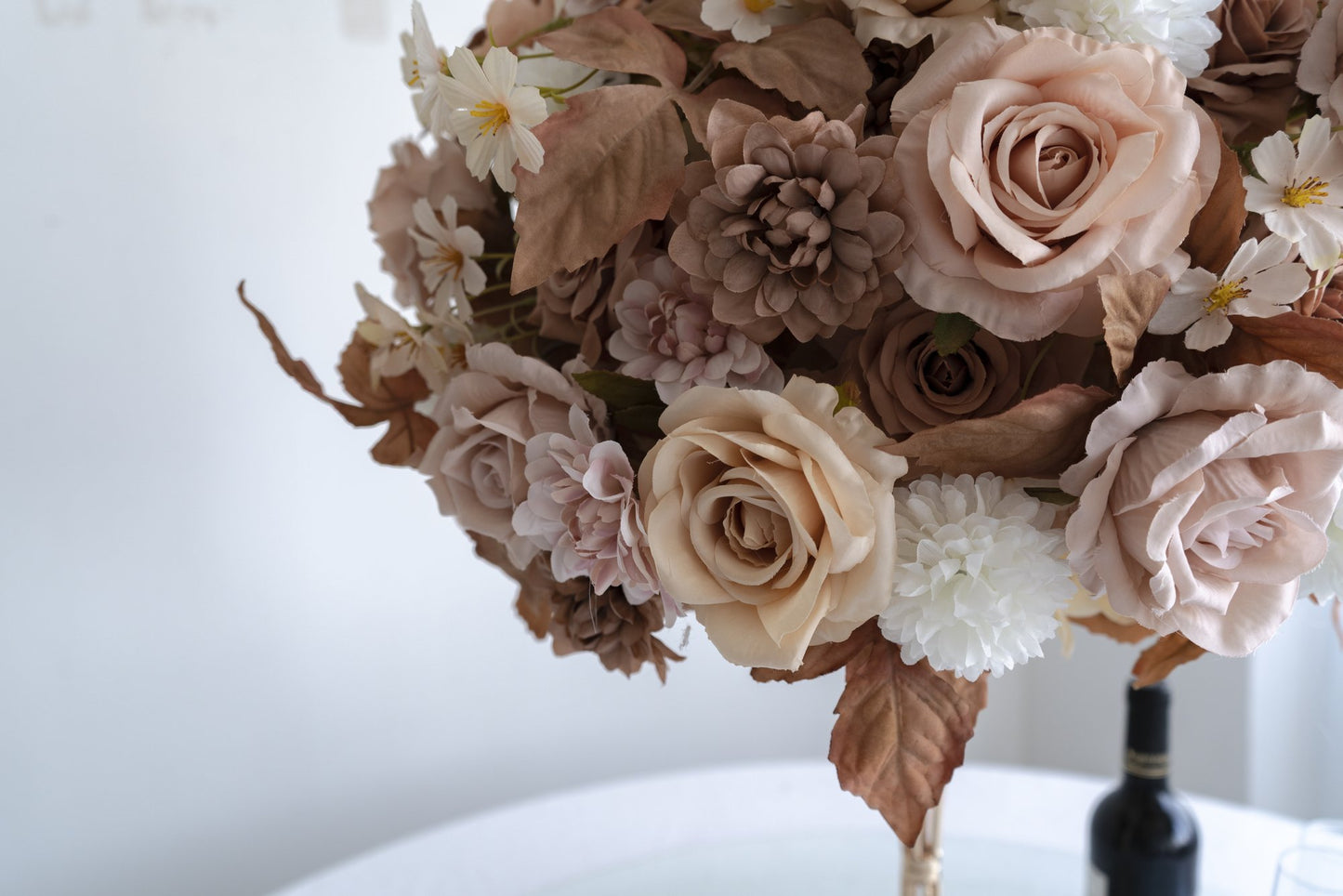 Champagne Floral Centerpiece – Wedding Table Decor