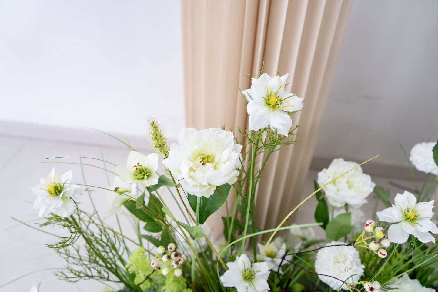 White & Greenery Floral Row – Wedding Aisle Decor