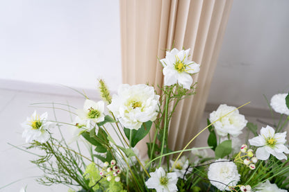 White & Greenery Floral Row – Wedding Aisle Decor