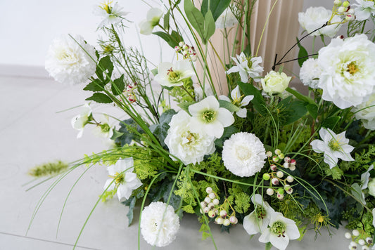 White & Greenery Floral Row – Wedding Aisle Decor