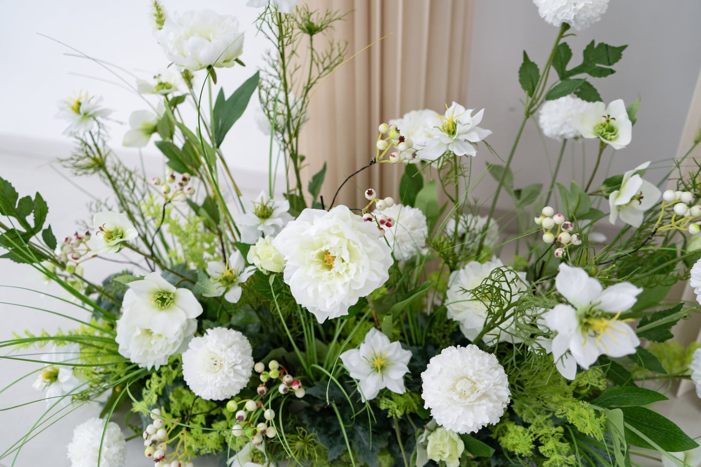 White & Greenery Floral Row – Wedding Aisle Decor
