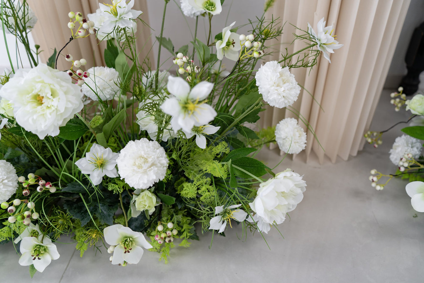 White & Greenery Floral Row – Wedding Aisle Decor