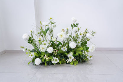 White & Greenery Floral Row – Wedding Aisle Decor