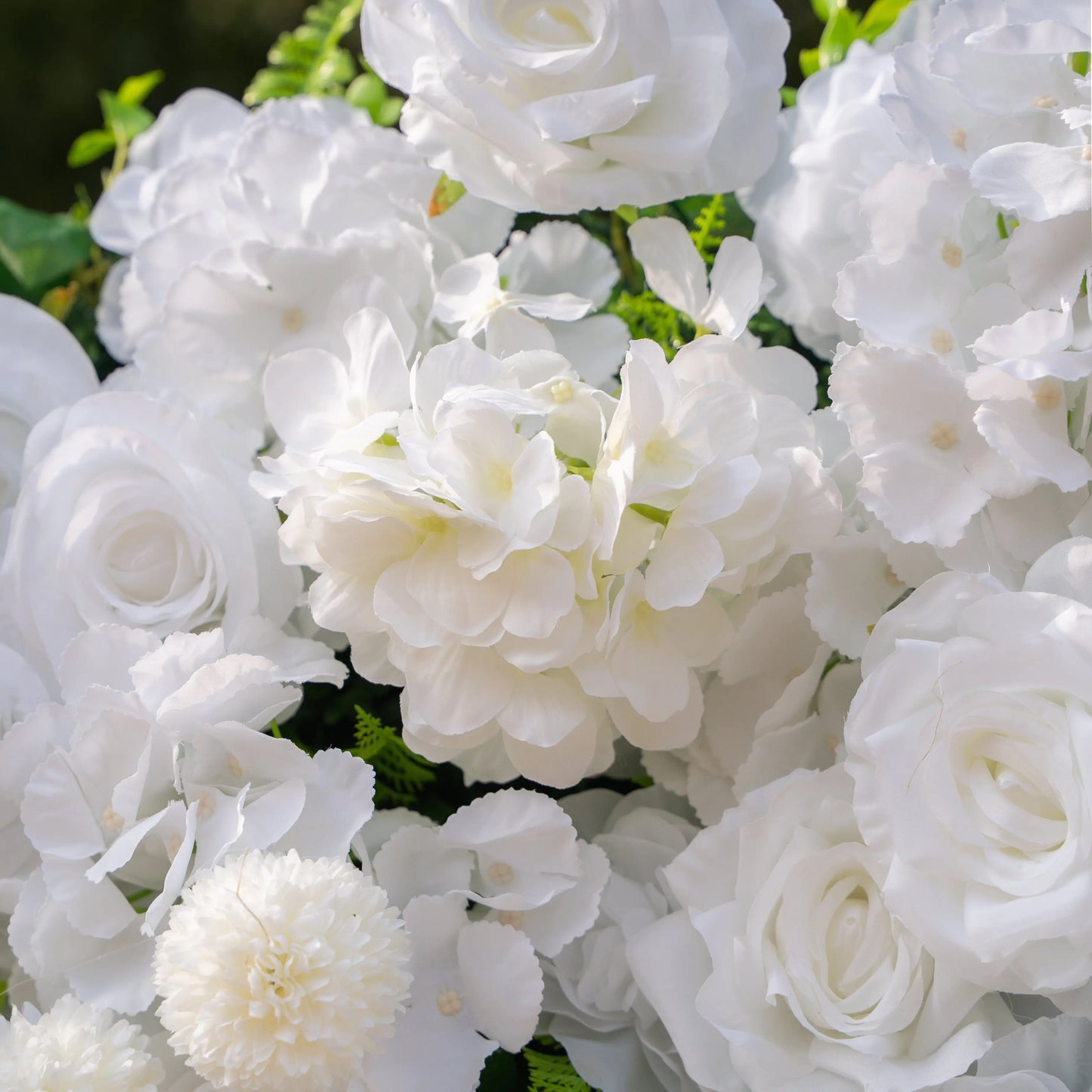 Artificial flower wall floral detail view