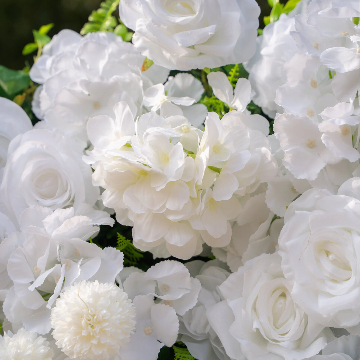 Artificial flower wall floral detail view