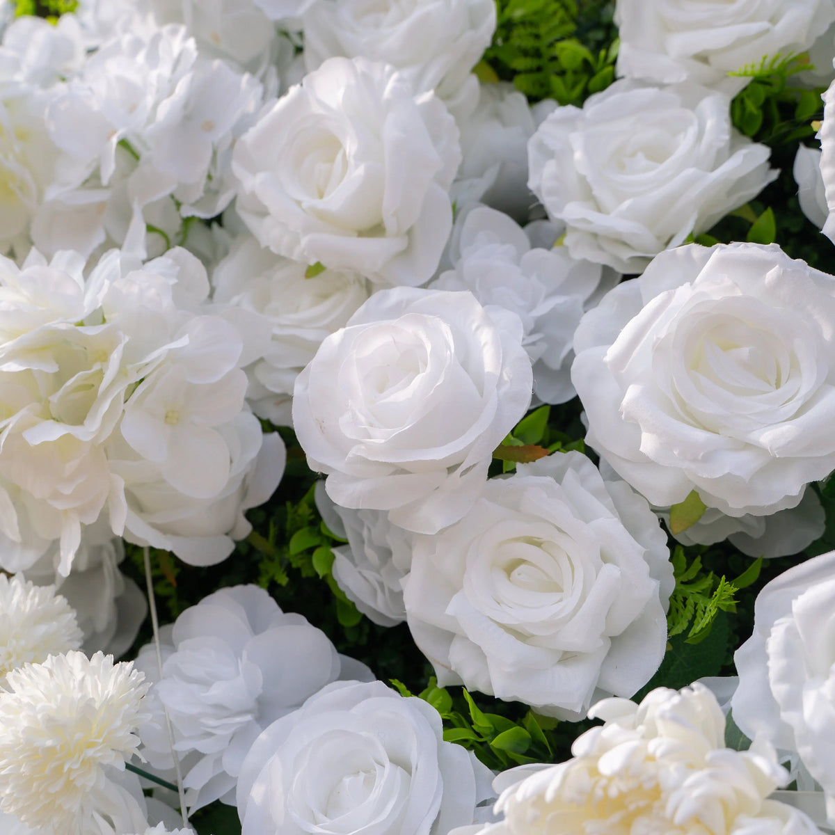 Artificial flower wall floral detail view