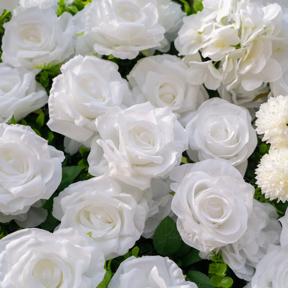 Artificial flower wall floral detail view