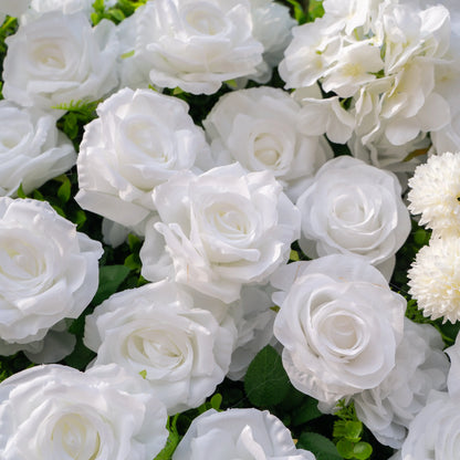 Artificial flower wall floral detail view