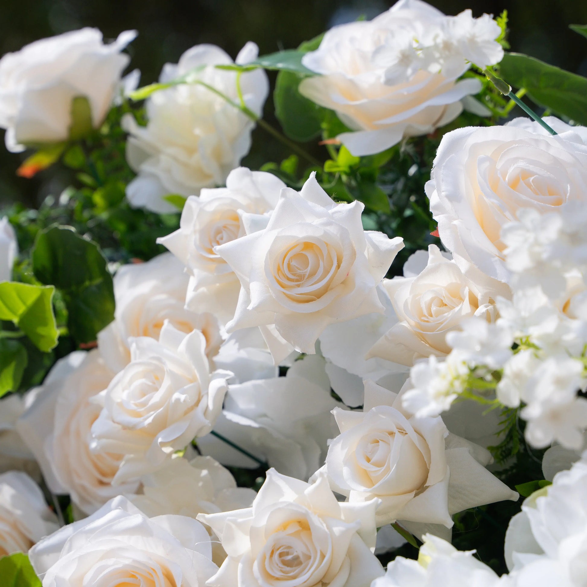 Artificial flower wall floral detail view