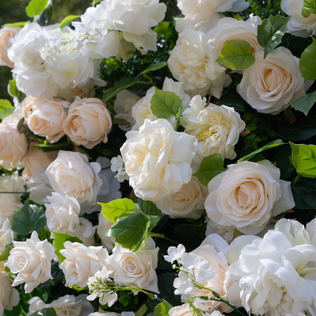 Artificial flower wall floral detail view