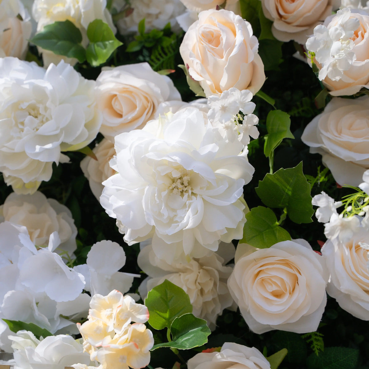Artificial flower wall floral detail view