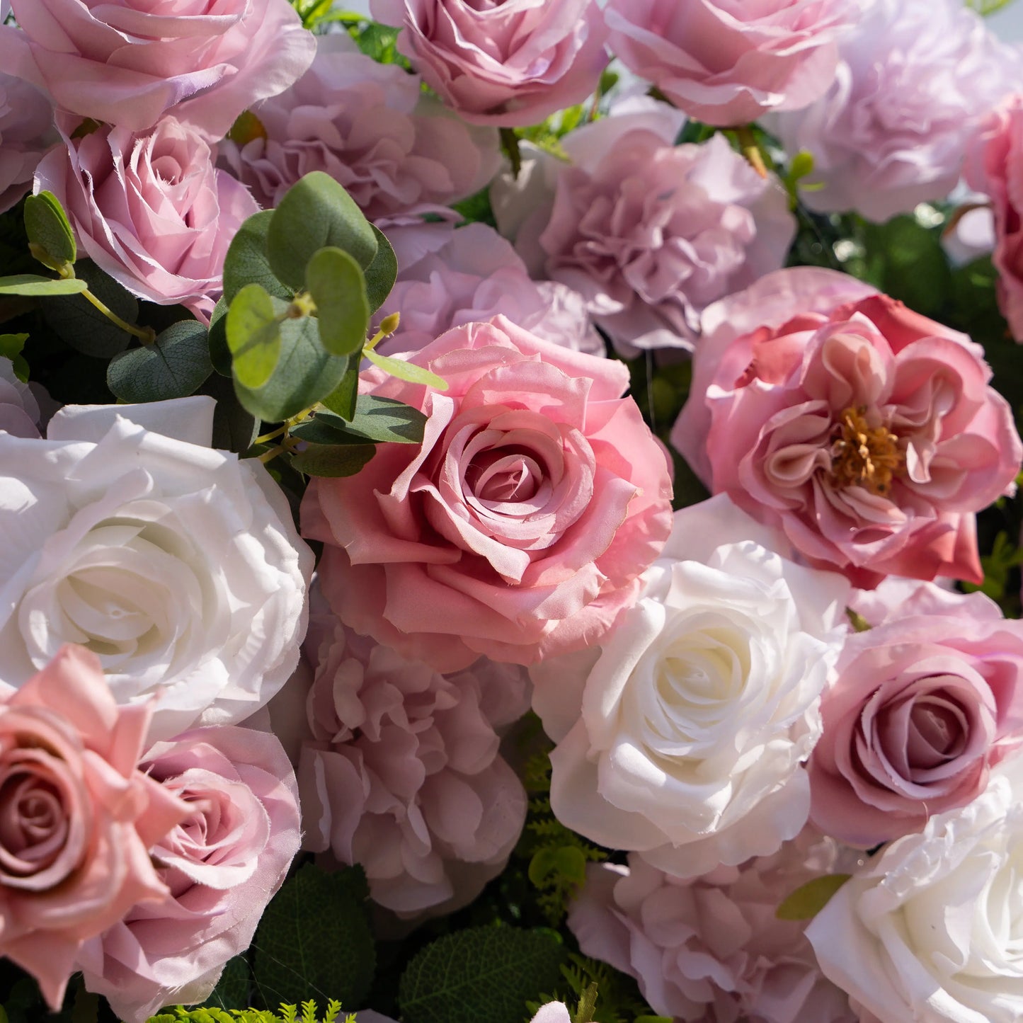 Artificial flower wall floral detail view