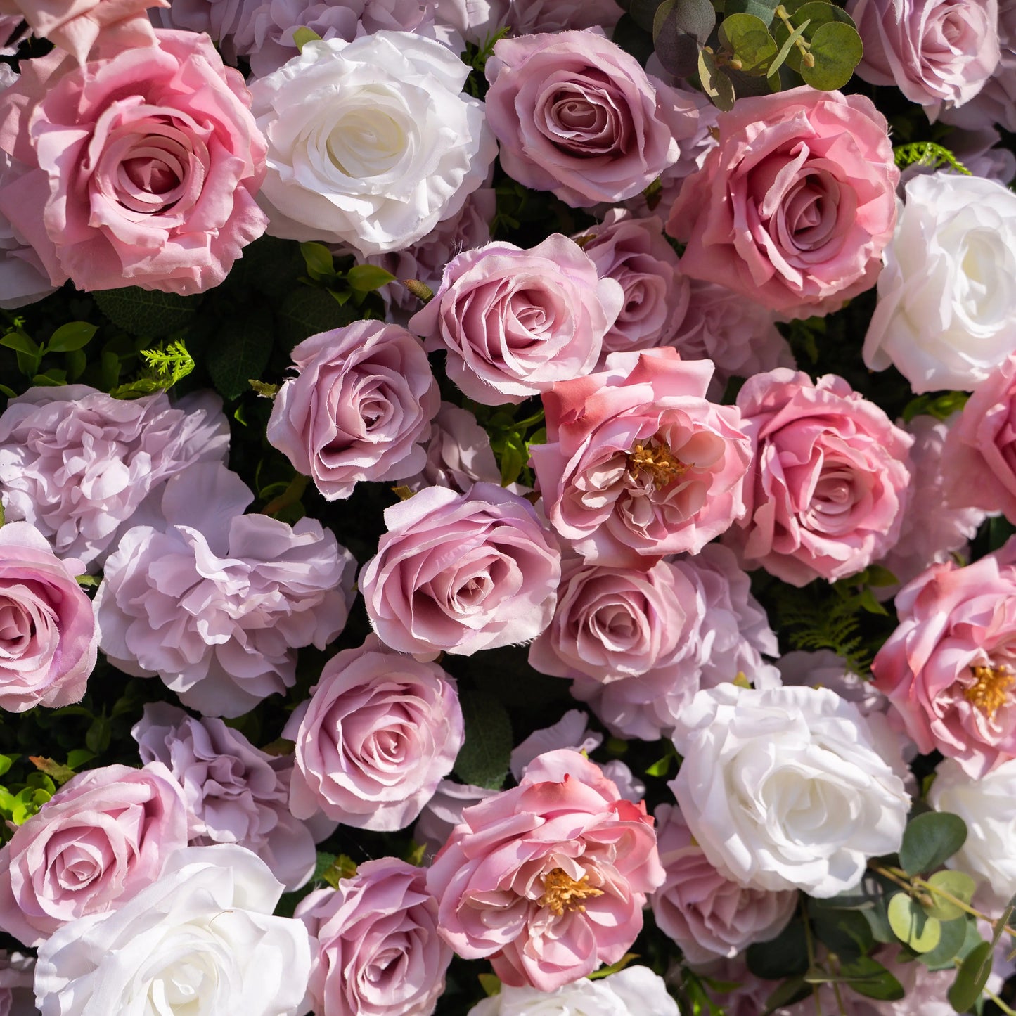 Artificial flower wall floral detail view
