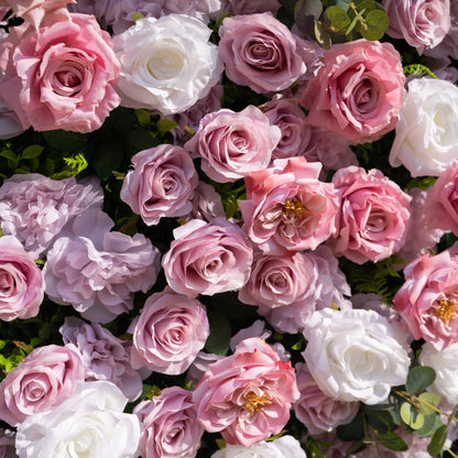 Artificial flower wall floral detail view