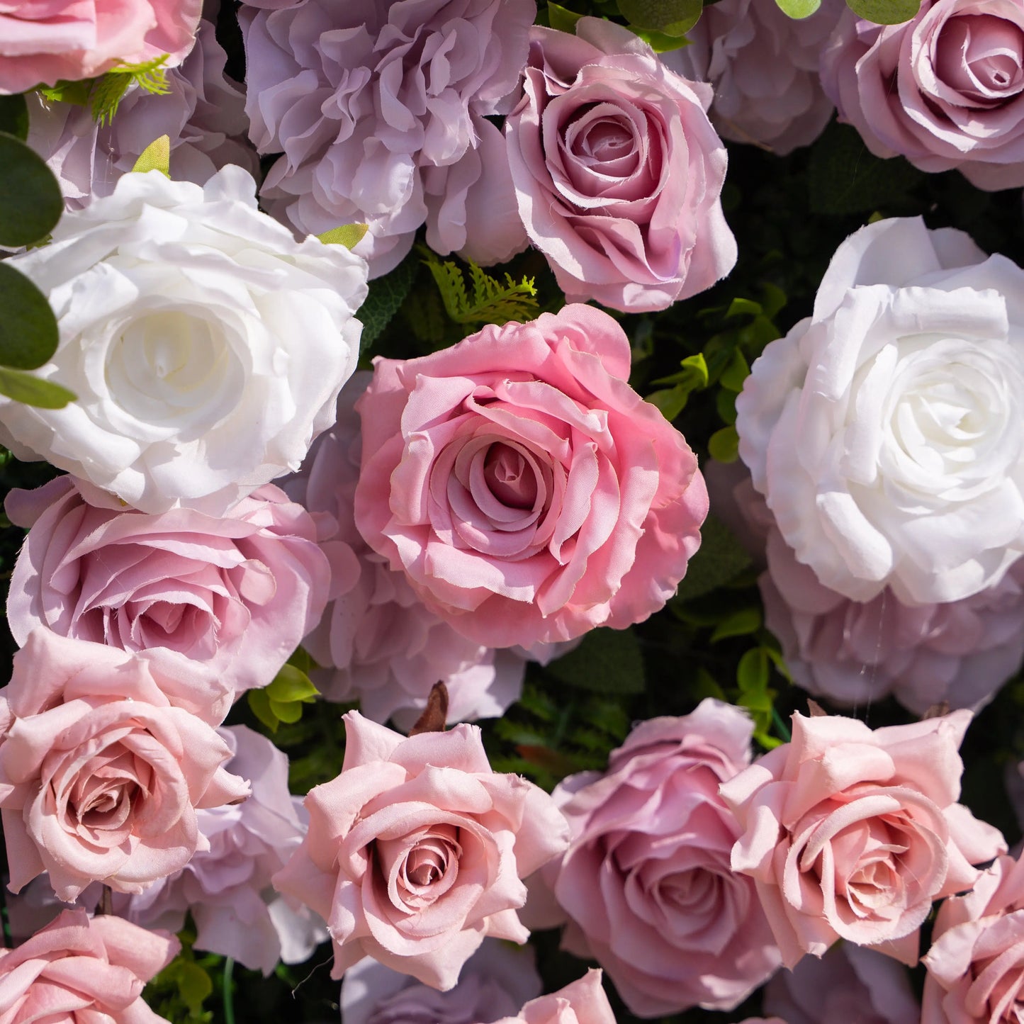 Artificial flower wall floral detail view