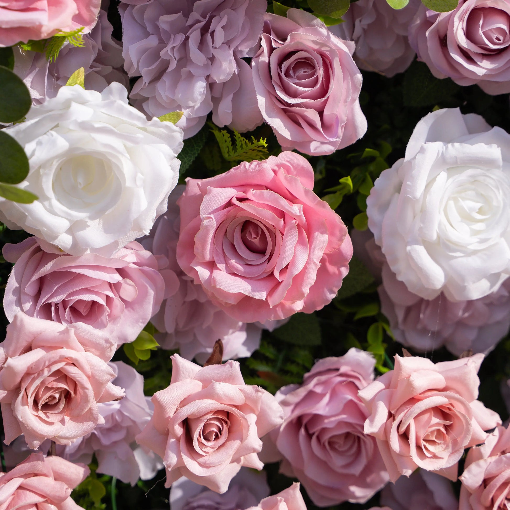 Artificial flower wall floral detail view