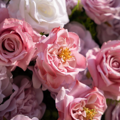 Artificial flower wall floral detail view