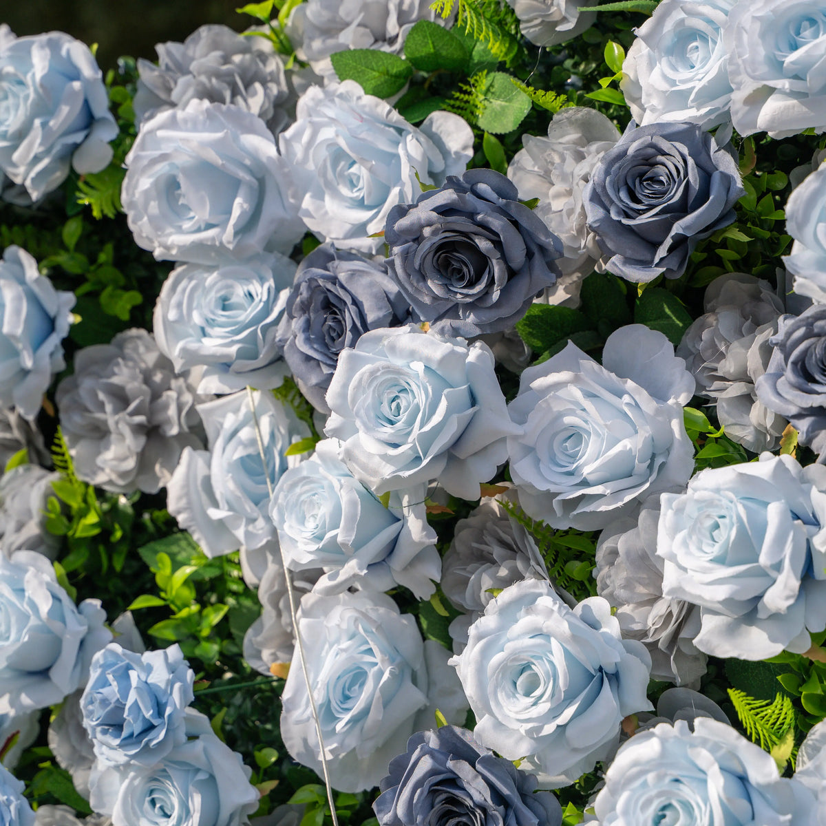Artificial flower wall floral detail view