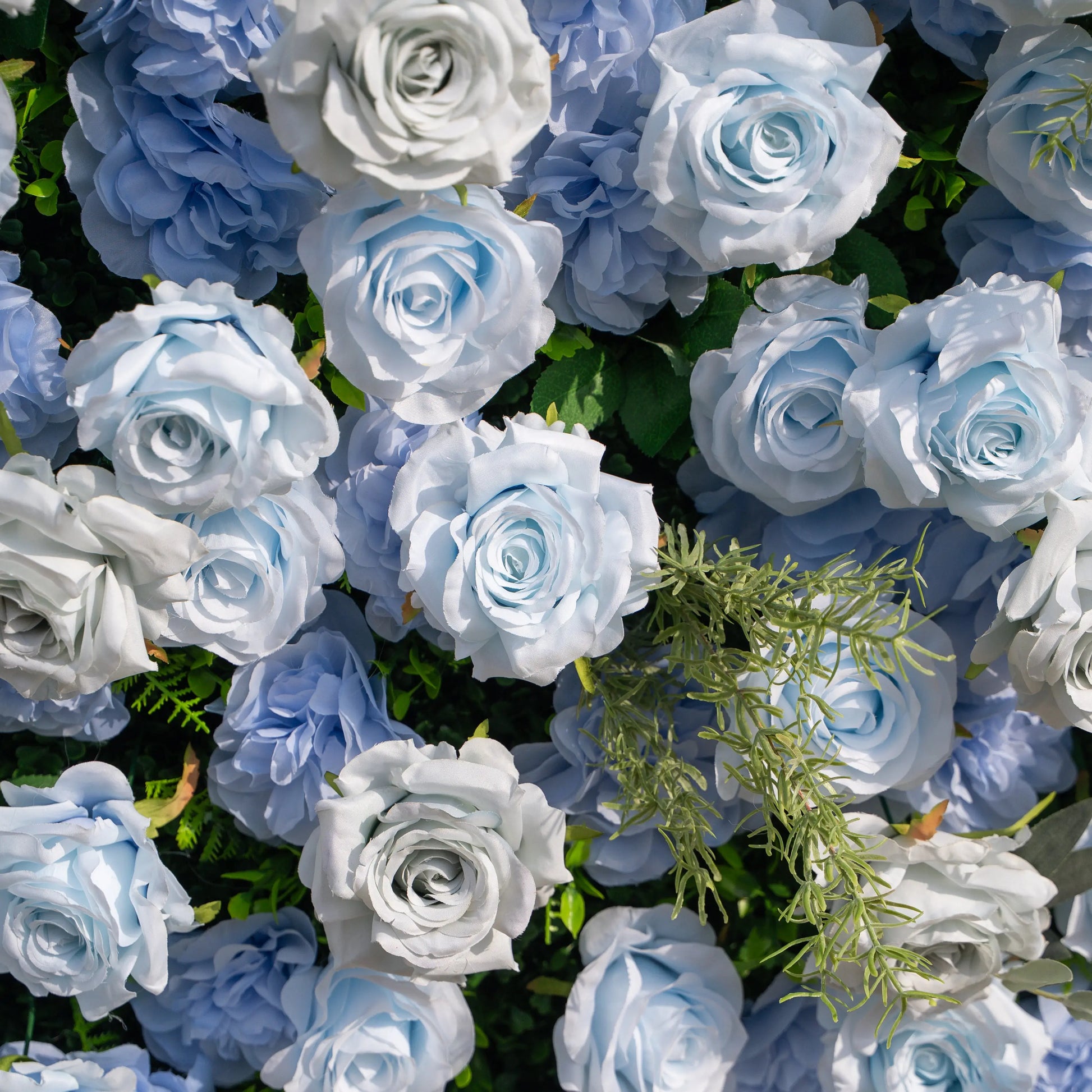 Artificial flower wall floral detail view