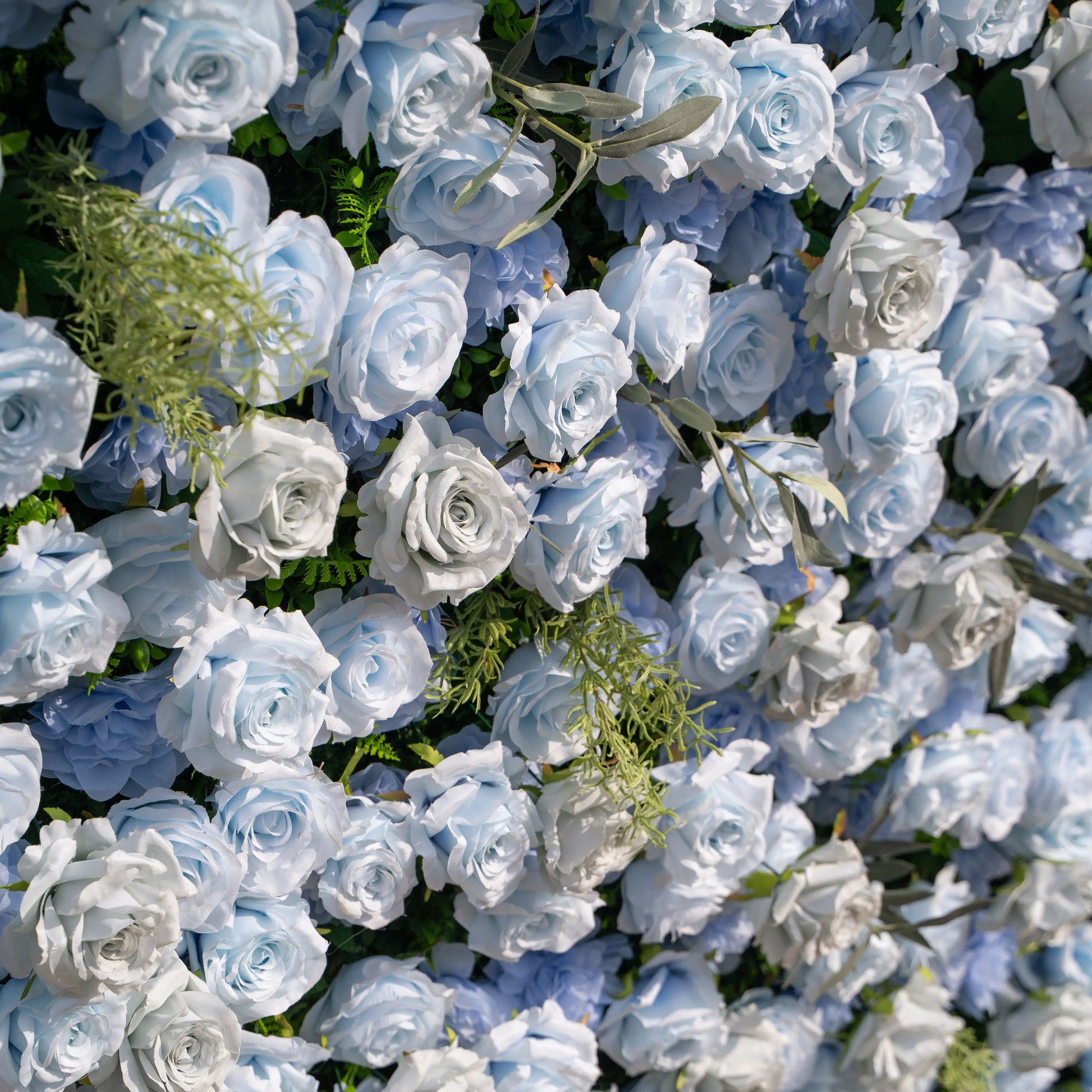 Artificial flower wall floral detail view
