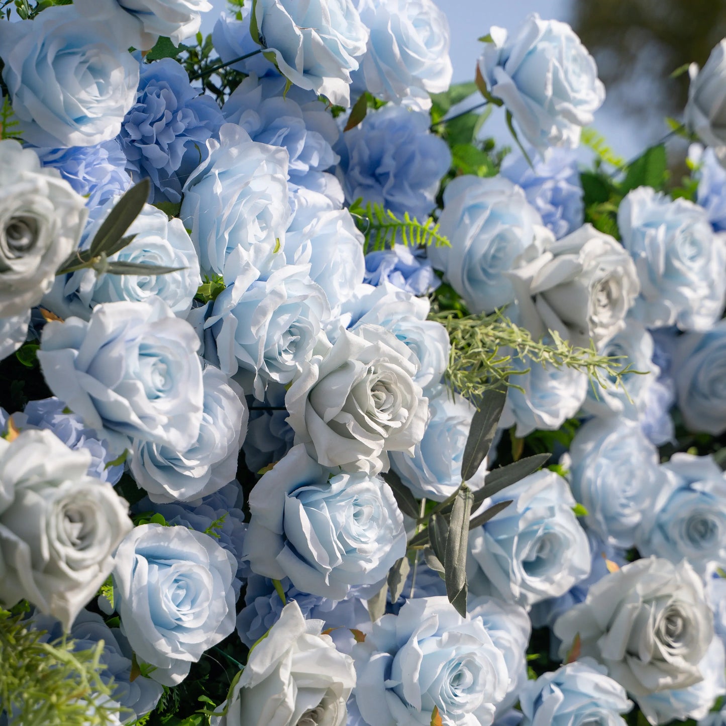 Artificial flower wall floral detail view