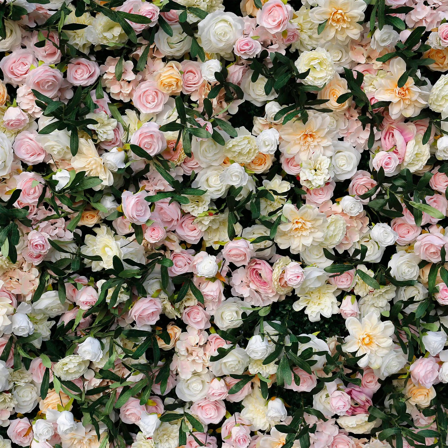 Rosy Wedding Backdrop Decor Green Leaves Pink Rose Fabric Cloth Flower Wall