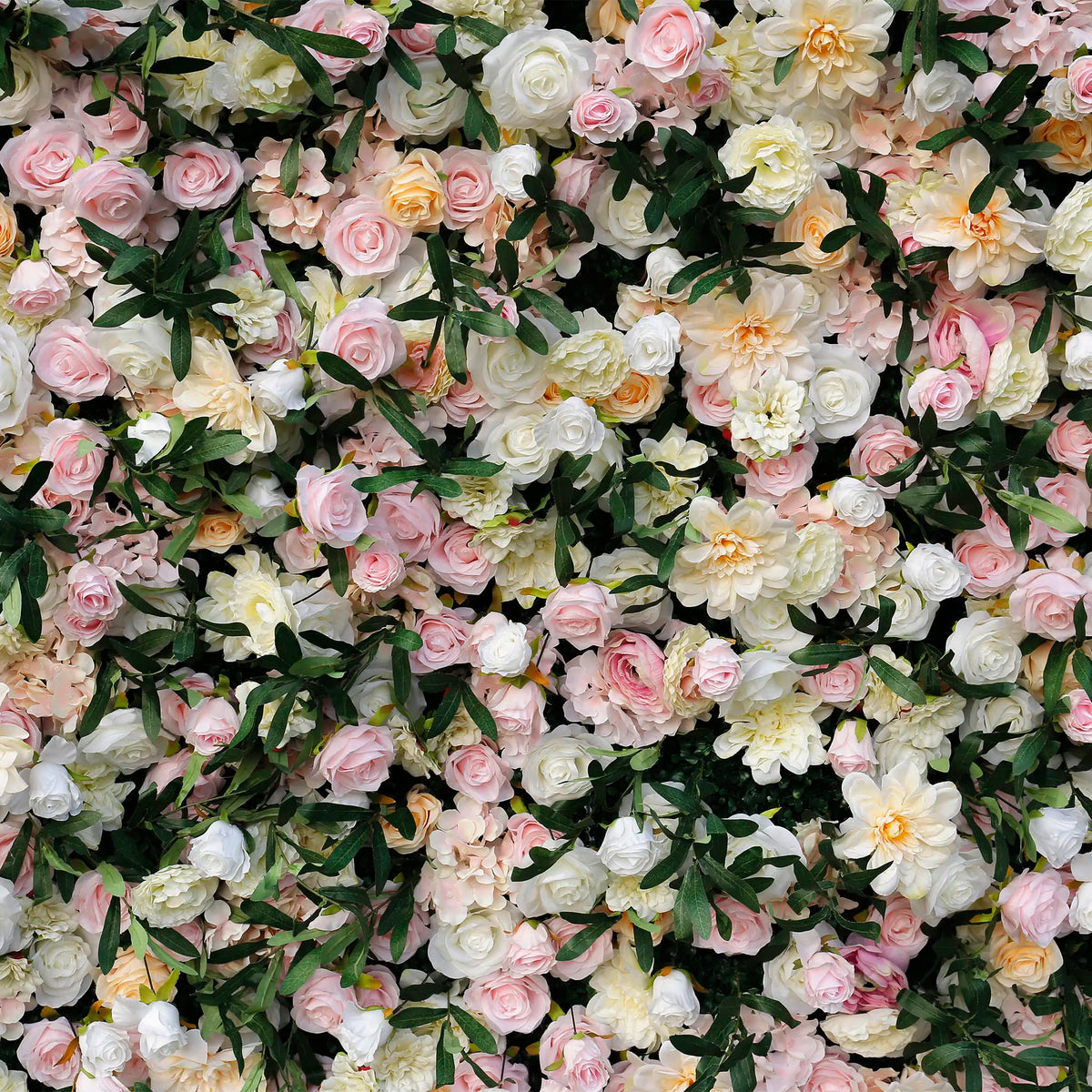 Rosy Wedding Backdrop Decor Green Leaves Pink Rose Fabric Cloth Flower Wall