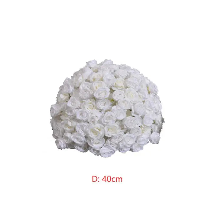 Rosy Pure White Rose Handmade Artificial Flower Ball Centerpieces for Table Decor