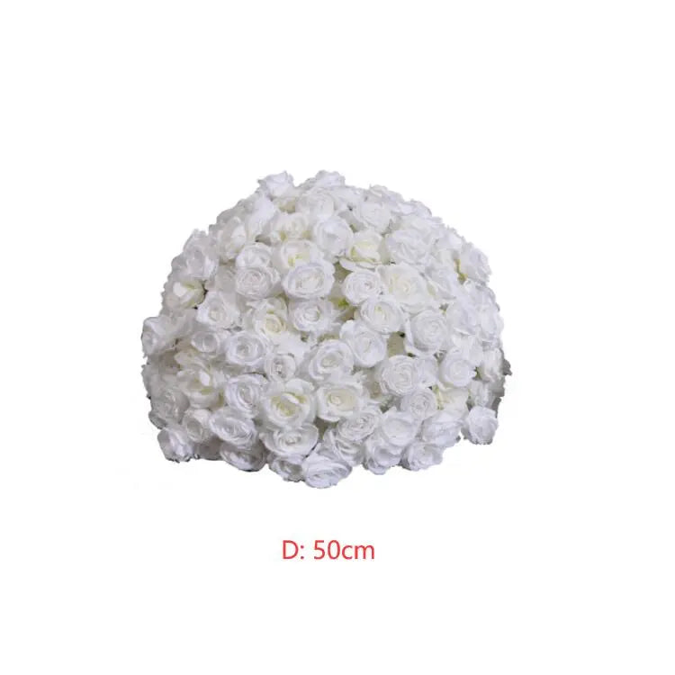Rosy Pure White Rose Handmade Artificial Flower Ball Centerpieces for Table Decor
