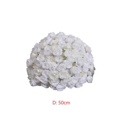Rosy Pure White Rose Handmade Artificial Flower Ball Centerpieces for Table Decor
