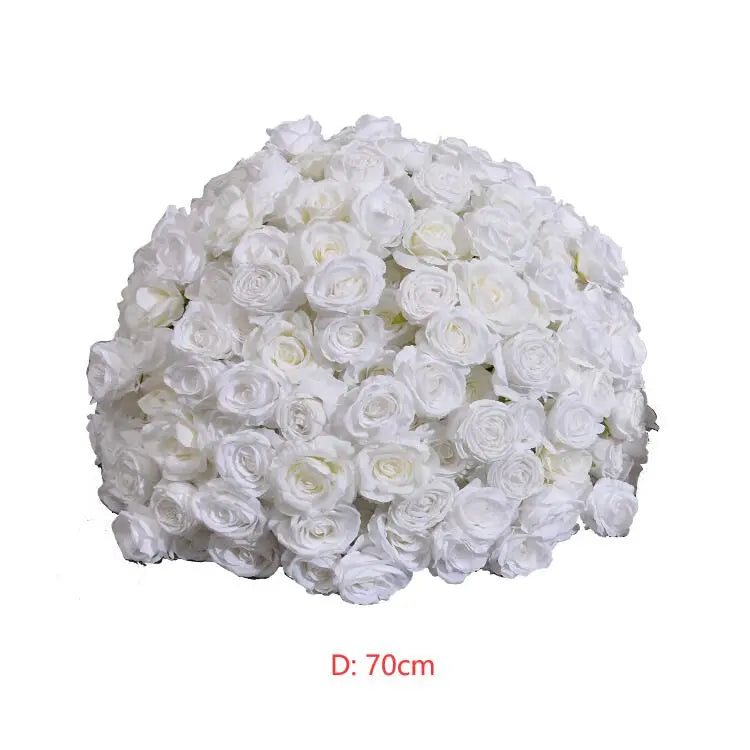 Rosy Pure White Rose Handmade Artificial Flower Ball Centerpieces for Table Decor
