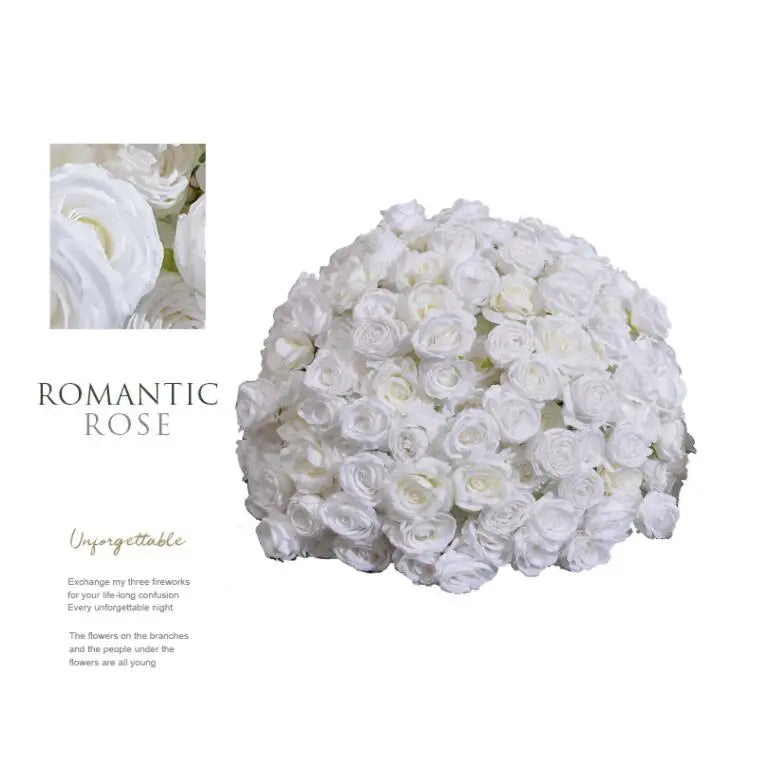 Rosy Pure White Rose Handmade Artificial Flower Ball Centerpieces for Table Decor