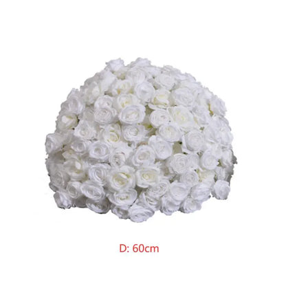 Rosy Pure White Rose Handmade Artificial Flower Ball Centerpieces for Table Decor