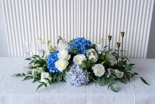 Blue & White Floral Table Arrangement – Wedding Table Decor
